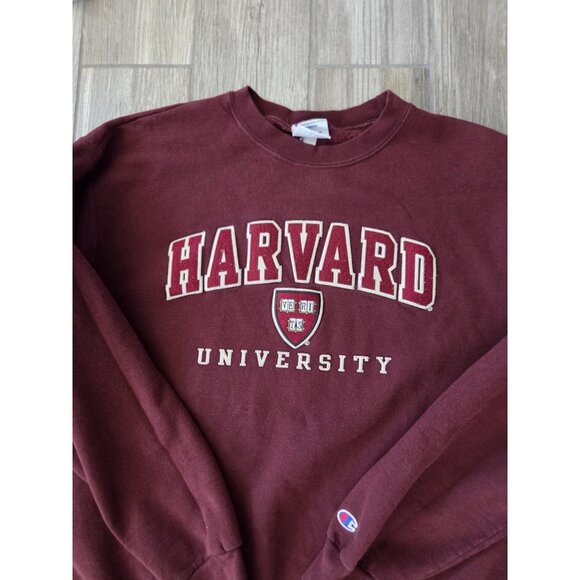Champion Harvard Crew Neck Sweatshirt Adult Size XL Burgundy Sewn Felt Lettering - Picture 1 of 5